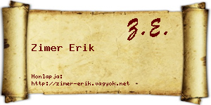 Zimer Erik névjegykártya